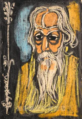 Chittaprosad (Artist), Portrait Of Rabindranath Tagore, 1960, Painting