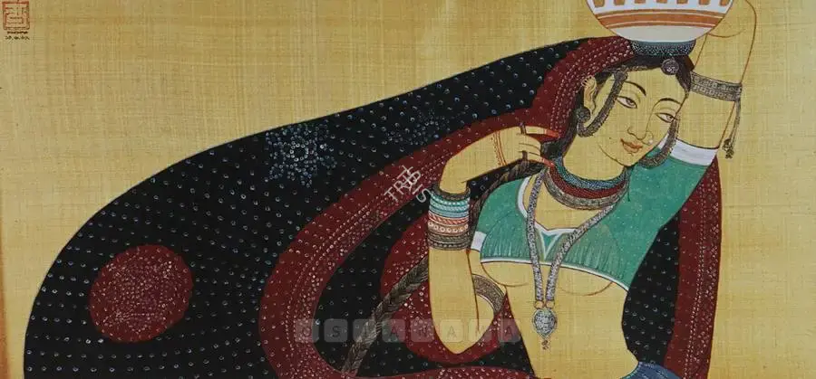 Indra Dugar (Artist), Rajasthani Woman, 1966, Painting
