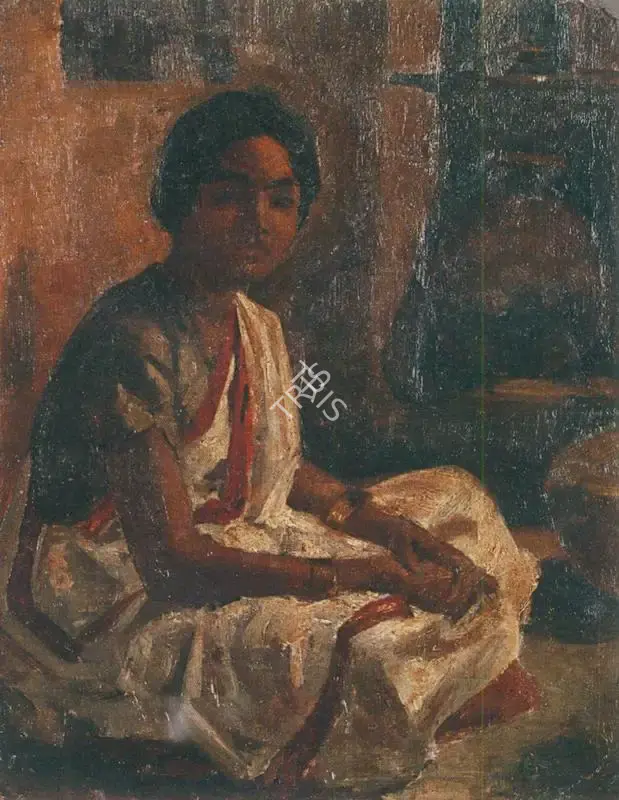 Satish Sinha (Artist), Portrait of a Seated Woman, 1930, Painting