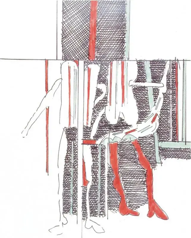 K.G. Subramanyan (Artist), Figures in Interior, 1968, Drawing