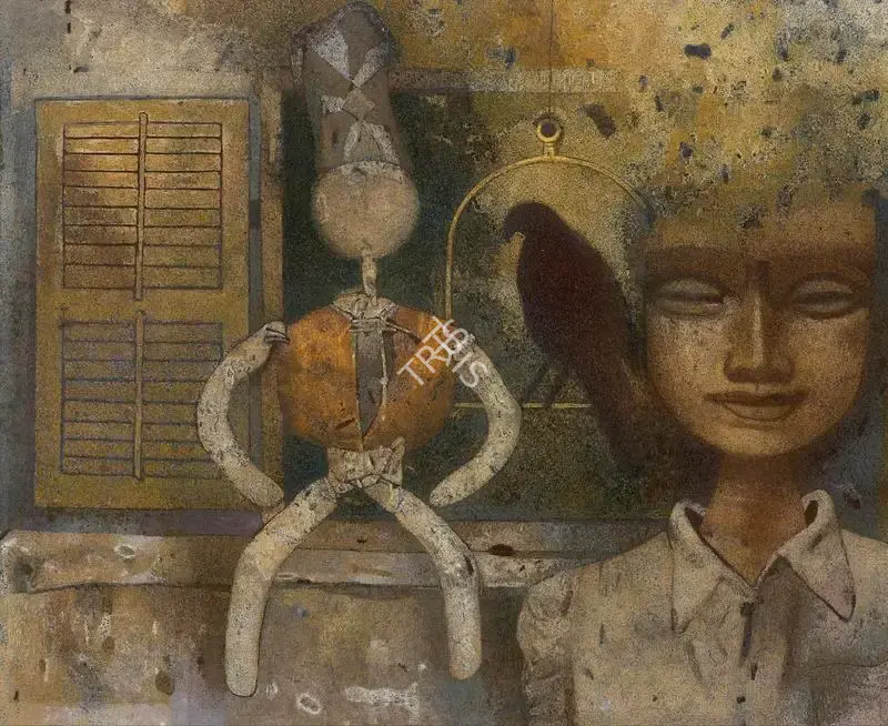 Pyne, Ganesh (Artist). The Window, 1997 | Painting, Sa.Mum/13.07.21, 2021 · Saffronart