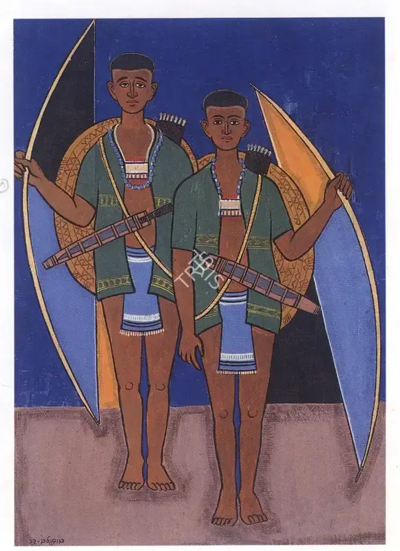Vasudeo Smart (Artist), Two Youths Nefa, Painting