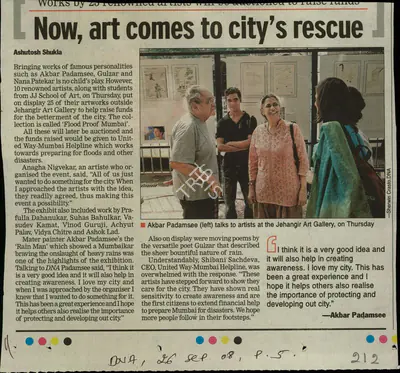 Akbar Padamsee (Reporter), Now, Art Comes to City's Rescue, 2008, Newspaper Clipping