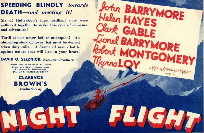 Clarence Brown (Producer), Night Flight, 1933, Handbill