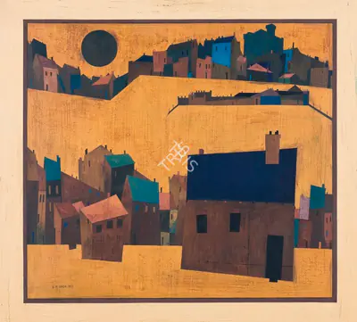 Raza, S.H. (Artist). Haut De Cagnes, 1951 | Painting, Sa.Mum/15.02.14, 2014 · Saffronart