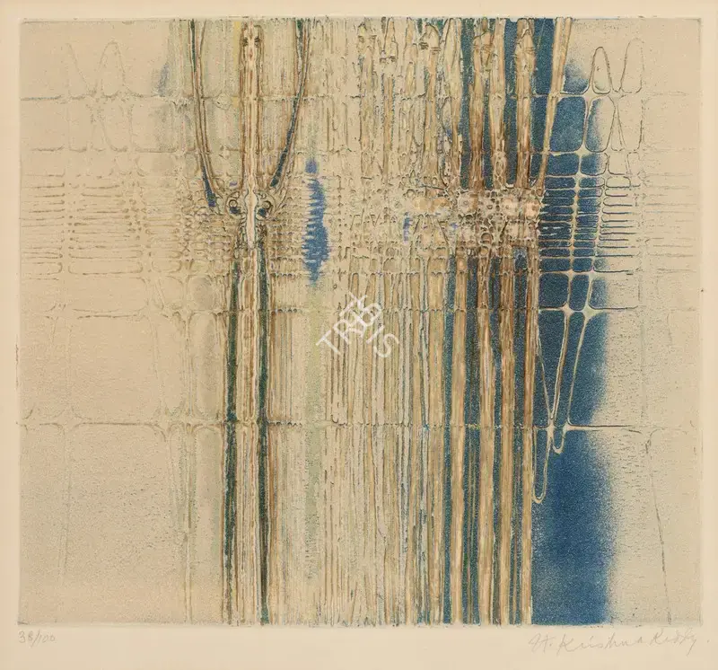 Reddy, Krishna (Artist). Woman and her reflection, n.d. | Print, 2024 · Bonhams