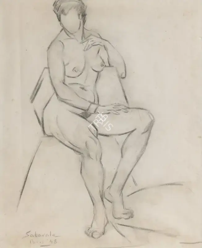 Jehangir Sabavala (Artist), Untitled, 1948, Drawing & Sketch