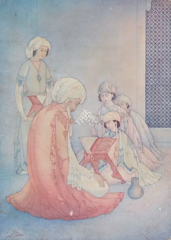 Chughtai, M.A.R. (Artist). The Tutor, n.d. | Painting, Ch.NeY/22.09.21, 2021 · Christie's