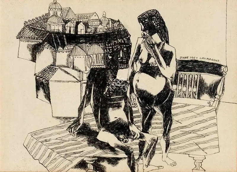 K. Laxma Goud (Artist), Untitled, 1967, Drawing