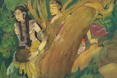 Ramgopal Vijaiwargiya (Artist), Dushyanta and Shakuntala, Painting