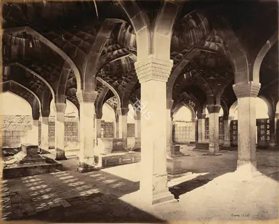 Samuel Bourne (Photographer), The Chousut Khamba, or 64 pillared Hall, 1865, Antiquarian Photograph