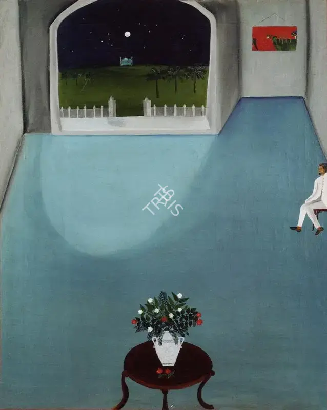 Khakhar, Bhupen P. (Artist). Sheikh, Flower-pot and the Moon. Oil on Canvas, 1969 | Bhupen Khakhar , 1998 | Painting | FineArts | 00149669