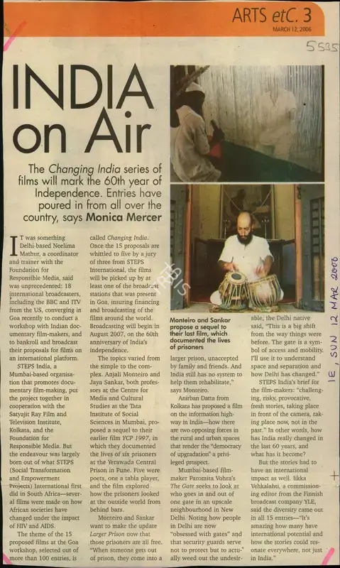 Monica Mercer (Reporter), India on Air, 2006, Newspaper Clipping