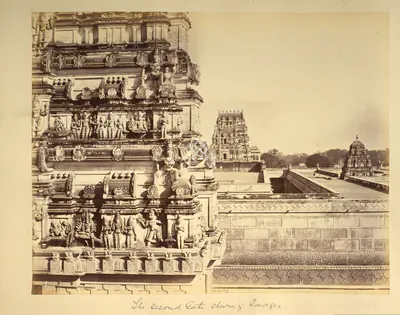 William Baker (Photographer), The Second Gate showing Images, Bindraband, 1866, Antiquarian Photograph