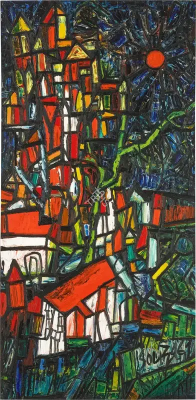 Souza, F.N. (Artist). Untitled (Mountain with Houses), 1961 | Painting, So.NeY/26.03.26, 2026 · Sotheby's