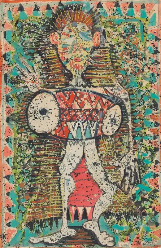 Sen, Sunil Madhav (Artist). A Man with a Drum, n.d. | Painting, Ch.NeY/15.03.16, 2016 · Christie's
