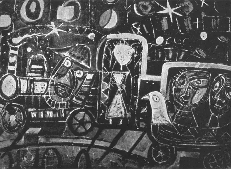 Sunil Madhav Sen (Artist), Night Train, 1964, Painting