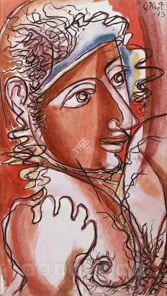 George Keyt (Artist), Sri Krishna Gives The Sign, 1943, Painting