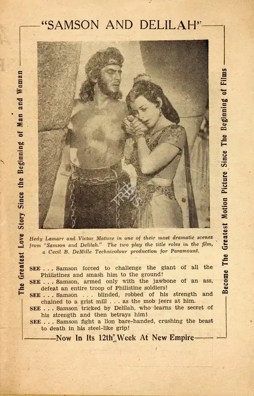 Cecil B. DeMille (Director), Samson and Delilah, 1949, Handbill
