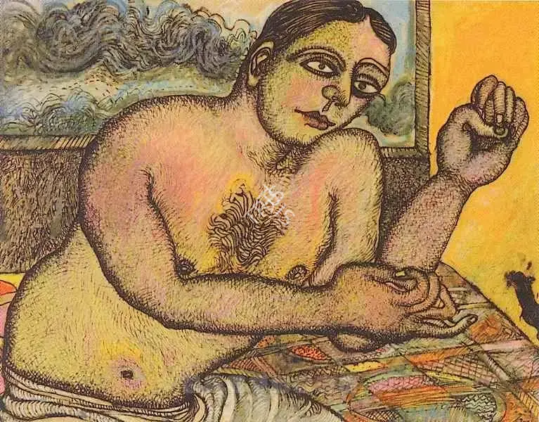Jogen Chowdhury (Artist), The Handsome Gentleman, 1992, Drawing
