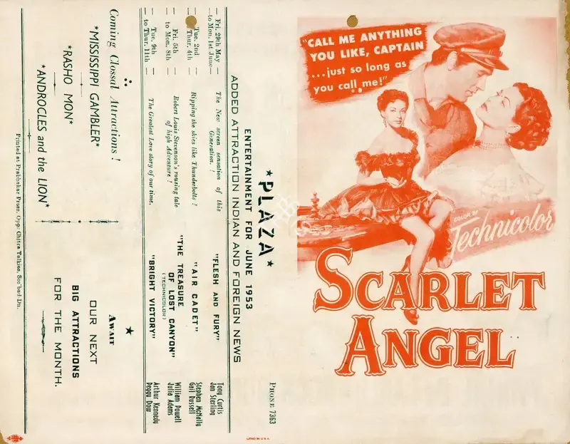 Sidney Salkow (Director), Scarlet Angel, 1952, Handbill