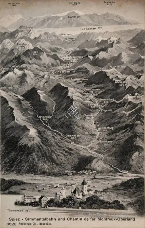Unknown (Photographer), Spiez- Simmentalbahn und chemin de fer Montreux- Oberland, 1900, Antiquarian Photograph
