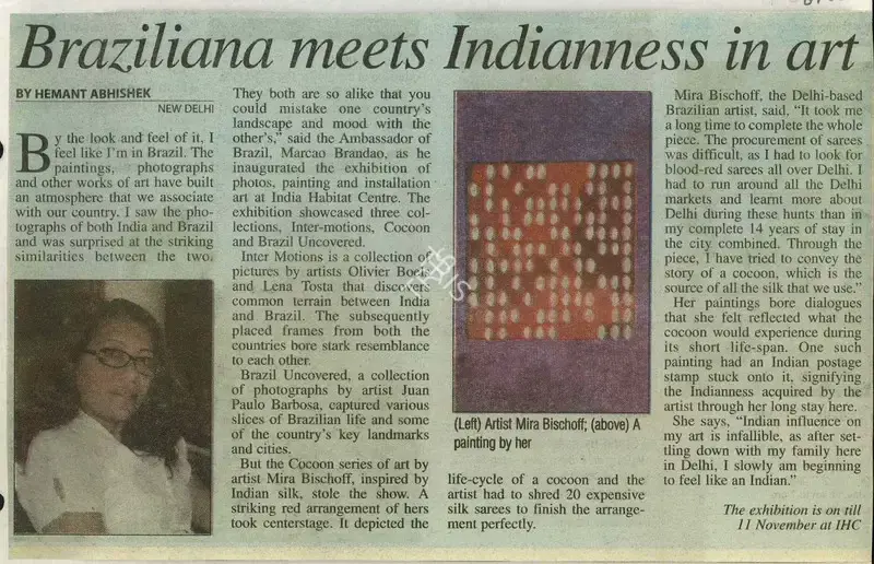 Hemant Abhishek (Reporter), Braziliana Meets Indiannes in Art, 2008, Newspaper Clipping