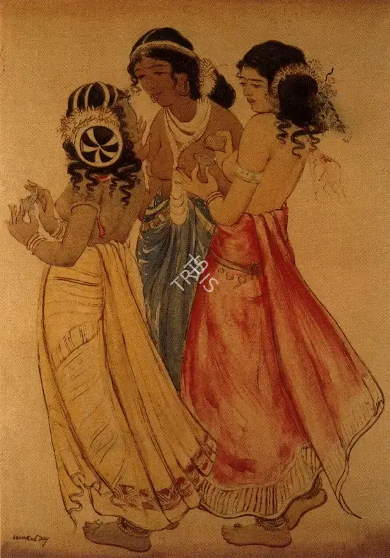 Mukul Dey (Artist), Dancing Girls, Painting