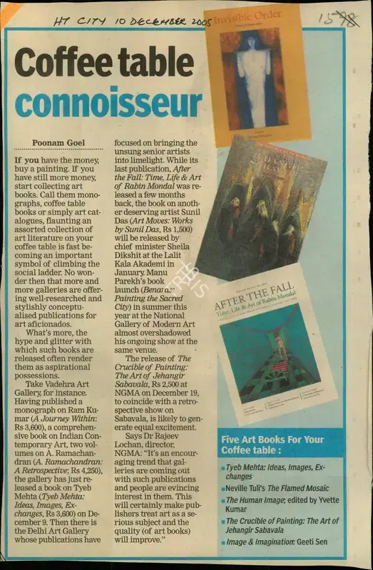 Poonam Goel (Photographer), Coffee Table-Connoisseur, 2005, Newspaper Clipping