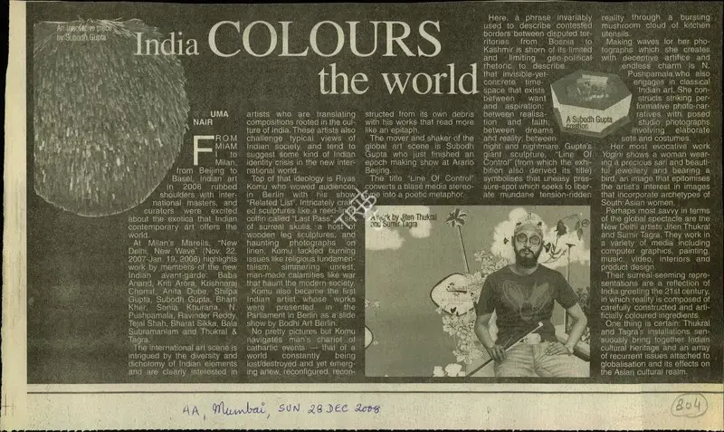Uma Nair (Reporter), In Colours the World, 2008, Newspaper Clipping