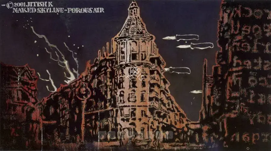 Jitish Kallat (Artist), Naked Skyline - Porous Air, 2001, Painting
