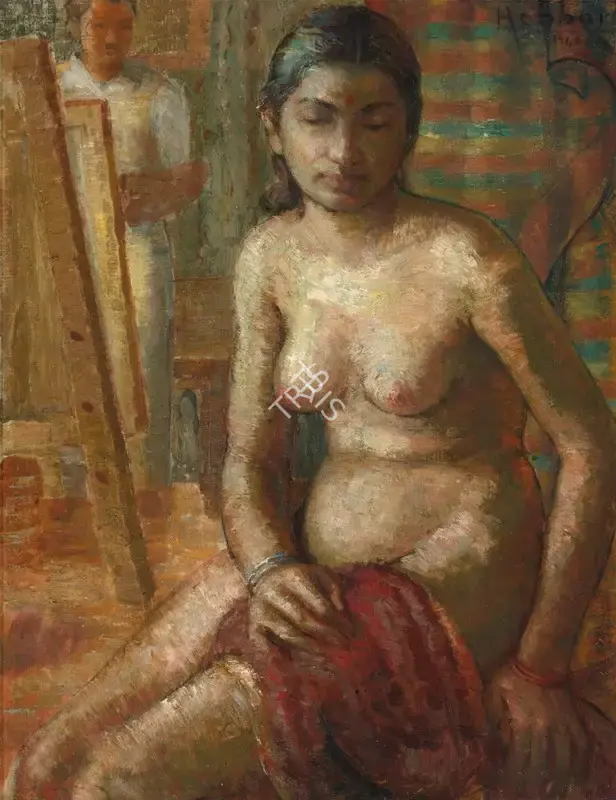 K.K. Hebbar (Artist), Untitled (Nude), 1949, Painting