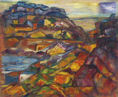 H.A. Gade (Artist), Untitled (Rock Landscape), 1949, Painting