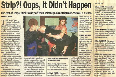 Harneet Singh (Reporter), Strip?! Oops, It Didn't Happen, 2003, Newspaper Clipping