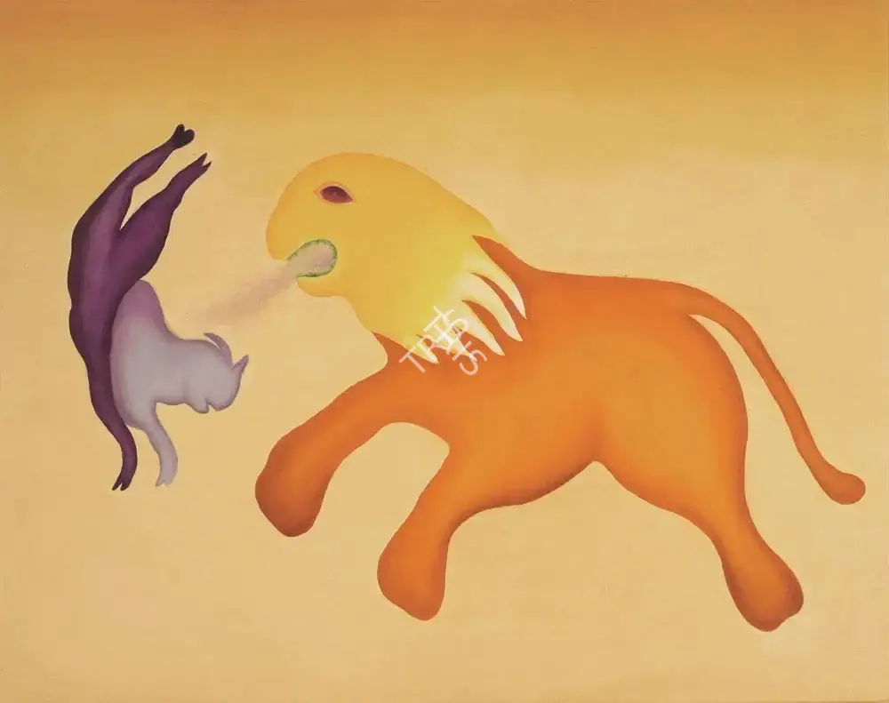 Bawa, Manjit (Artist). Untitled (Lion and Goat), 1979 | Painting, 2024 · Asta Guru