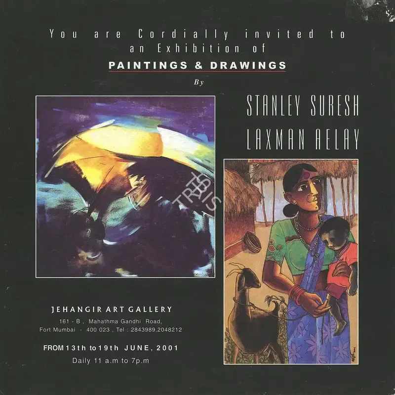 An Exhibition of Paintings & Drawings by Stanley Suresh and Laxman Aelay, 2001, Group Exhibition Invitation