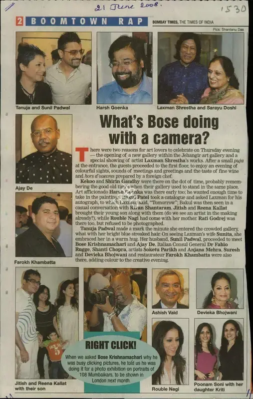 Shantanu Das (Photographer), What's Bose doing with a Camera, 2008, Newspaper Clipping