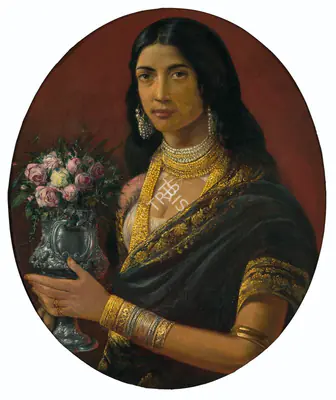 Raja Ravi Varma (Artist), Untitled (Lady with Vase), 1910, Painting