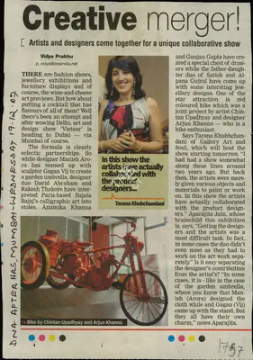 Vidya Prabhu (Reporter), Creative merger!, 2007, Newspaper Clipping