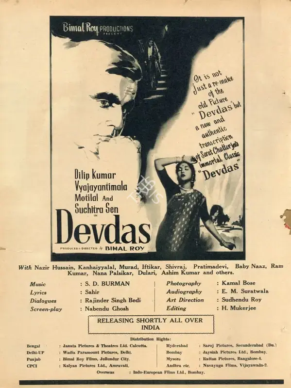 Bimal Roy (Producer), Devdas, 1955, Advertisement