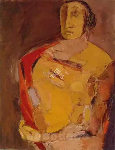 Tyeb Mehta (Artist), Red Shawl, 1961, Painting