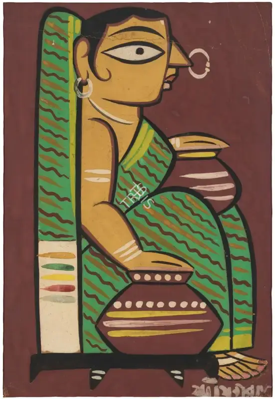 Jamini Roy (Artist), Untitled (Gopini), 1941, Painting
