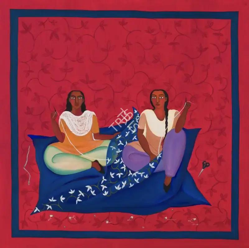 Rodwittiya, Rekha (Artist). The Quilt Makers, 1996-1997 | Painting, Sa.Onl/14.03.24, 2024 · Saffronart