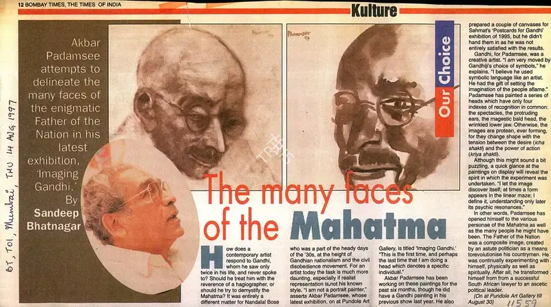 The Many Faces of The Mahatma, 1997, Newspaper Clipping