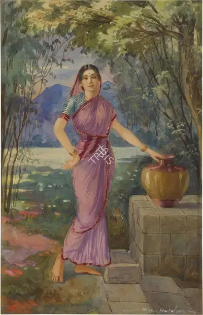 S.L. Haldankar (Artist), Untitled (Lady in a garden), Painting
