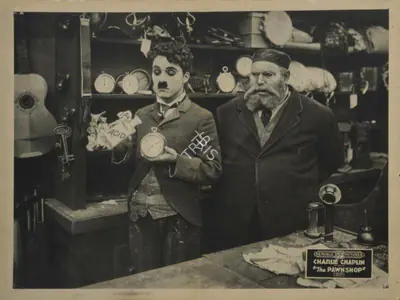 Roland Totheroh (Cinematographer), The Pawnshop, 1916, Photographic Still Mounted on Lobby Card