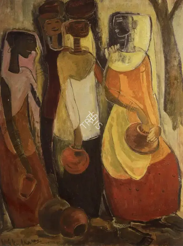 K.S. Kulkarni (Artist), Girls with Pitchers, Painting