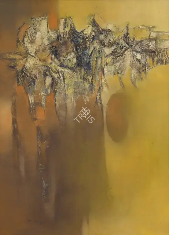 Santosh, G.R. (Artist). Houses, 1964 | Painting, Sa.Del/27.09.25, 2025 · Saffronart