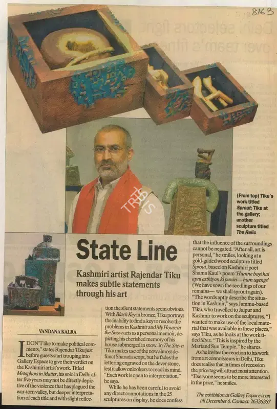 Vandana kalra (Reporter), State Line, 2008, Newspaper Clipping