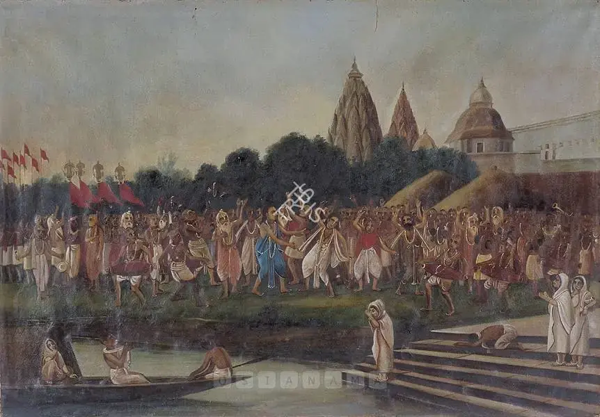 Anonymous (Artist), Bhakti Besides The Varanasi Ghats, 1925, Painting